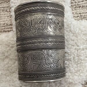 Intricately Carved Silver Toned Bracelet
